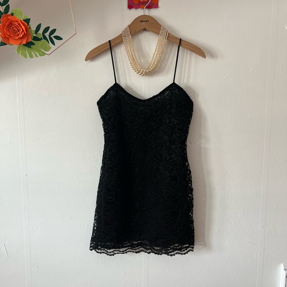 Brettons Other - EUC VTG black LBD lace slip M nightie Brettins made in USA lingerie satin LBD
